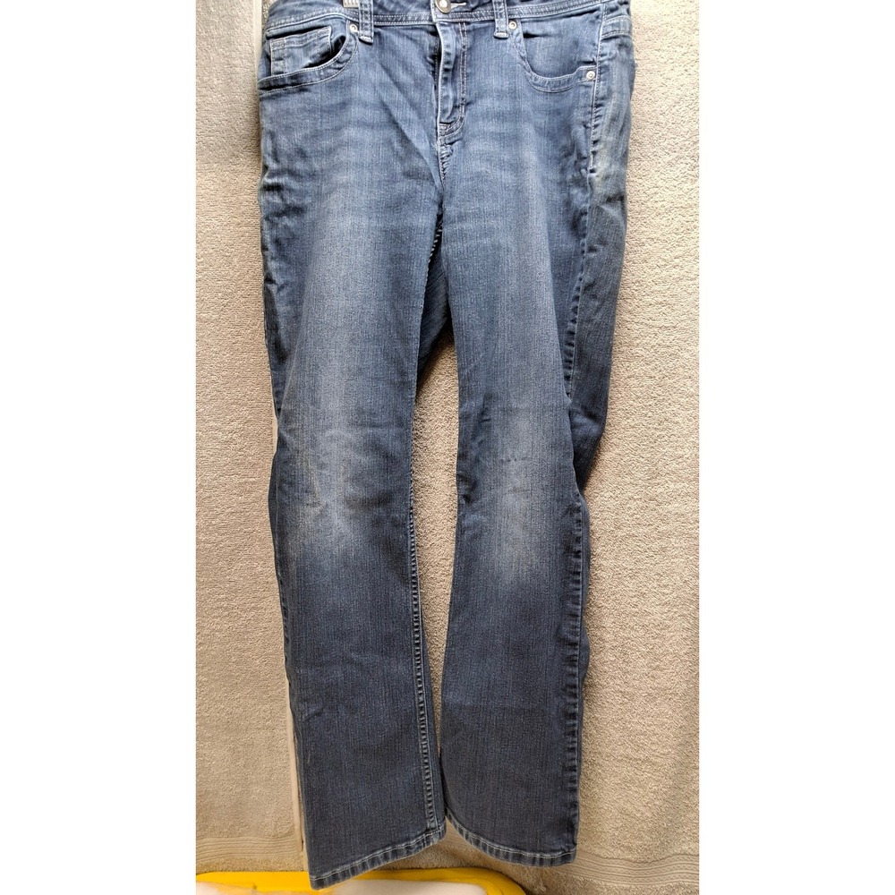 Apt.9 Womens Bootcut Jeans Blue Medium Wash EmbellishedRhinestone Pockets 14(b2)
